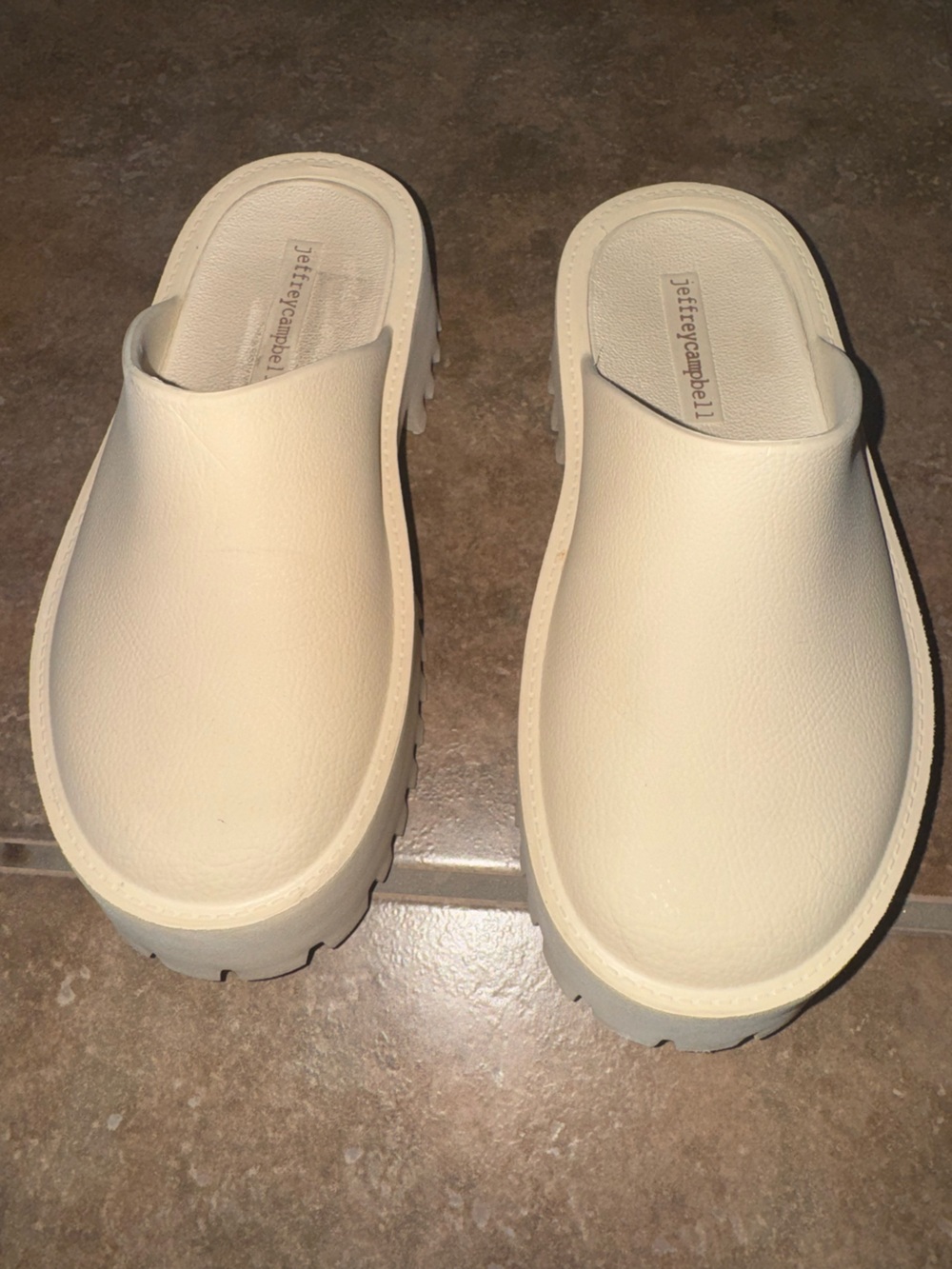 Jeffrey Campbell Cream Lug-Sole Clog Mules